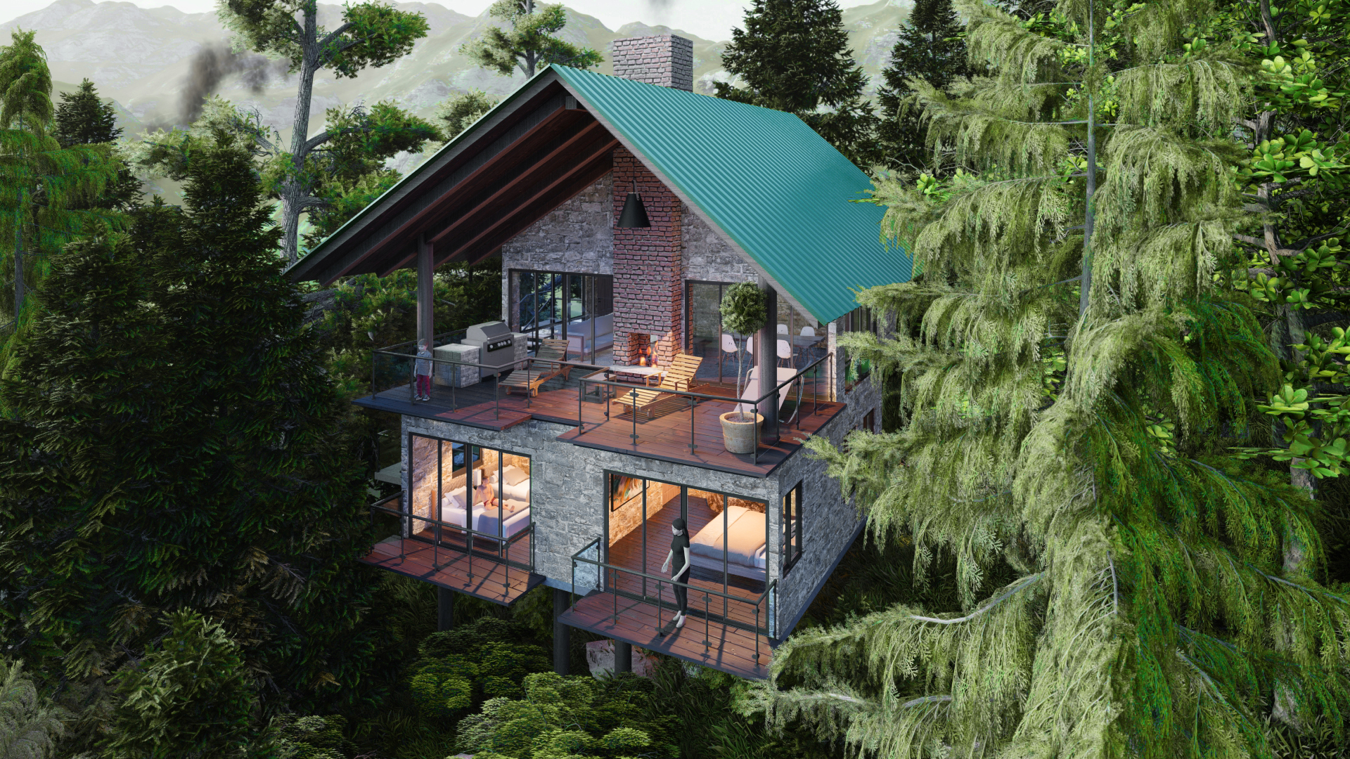 Mountain Bungalows - Modern mountain cabin retreat in lush forest